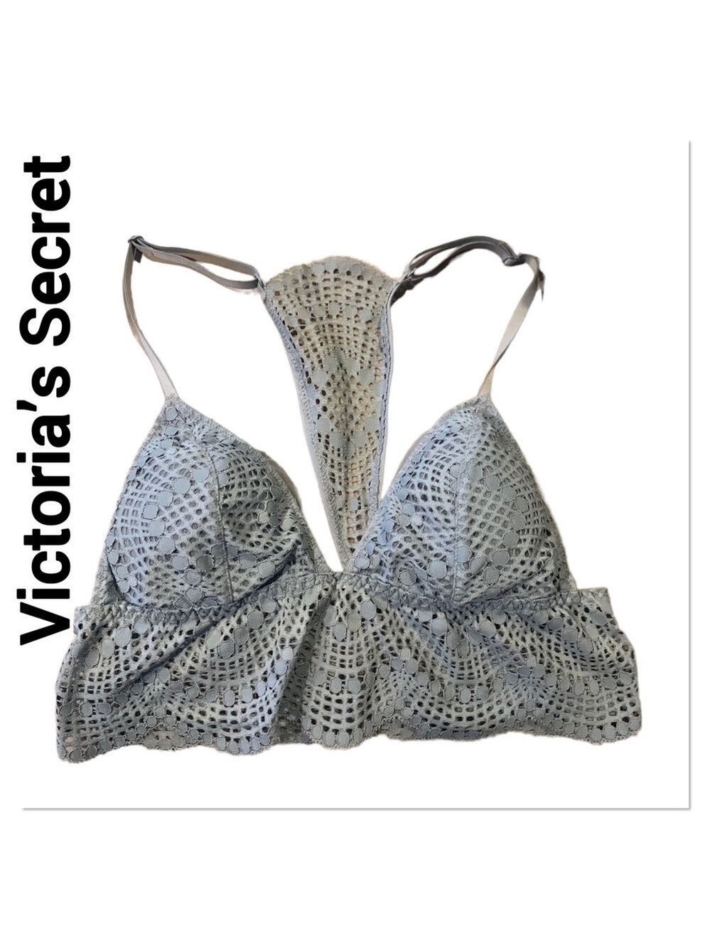 VICTORIA’S SECRET Lace Triangle Boho Racerback Bralette Baby Blue medium